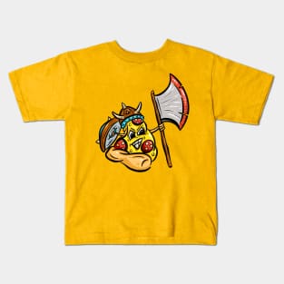 Warrior Viking Pizza Character Pepperoni Axe Gaul Kids T-Shirt